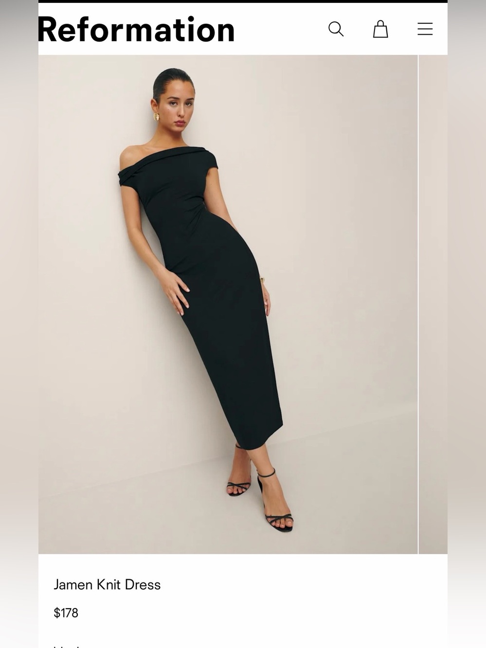 Reformation Black Jamen Midi Dress